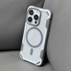 Hit Color Bumper Shockproof Magnetic Phone Case for iPhone 16 17pro max 15 14 Pro 13 11 12 Wireless Charging Hard Acrylic Cover