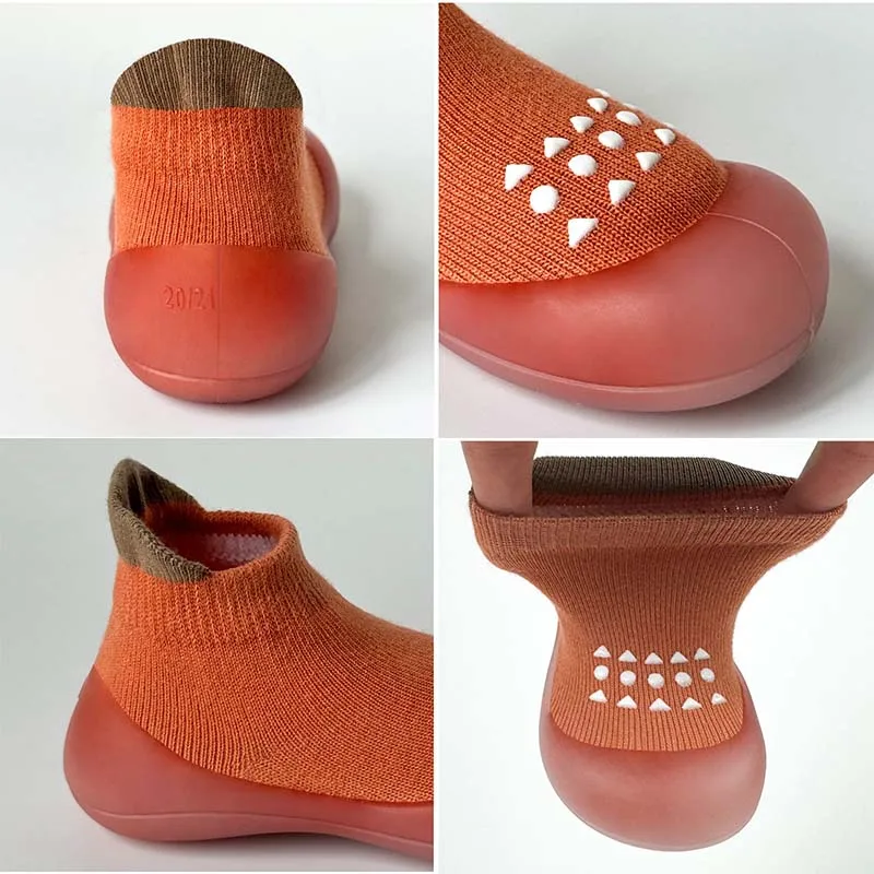 Bebê primeiro sapatos de caminhada infantil sola de borracha meias para a criança meninos meninas respirável casa chinelo recém-nascido deslizamento