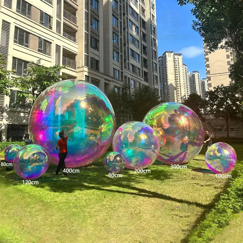 Rainbow Ball Inflatable Mirror Balloon Reflection Huge Bubble Ball Party Decoration Big Shiny Inflatable Mirror Ball