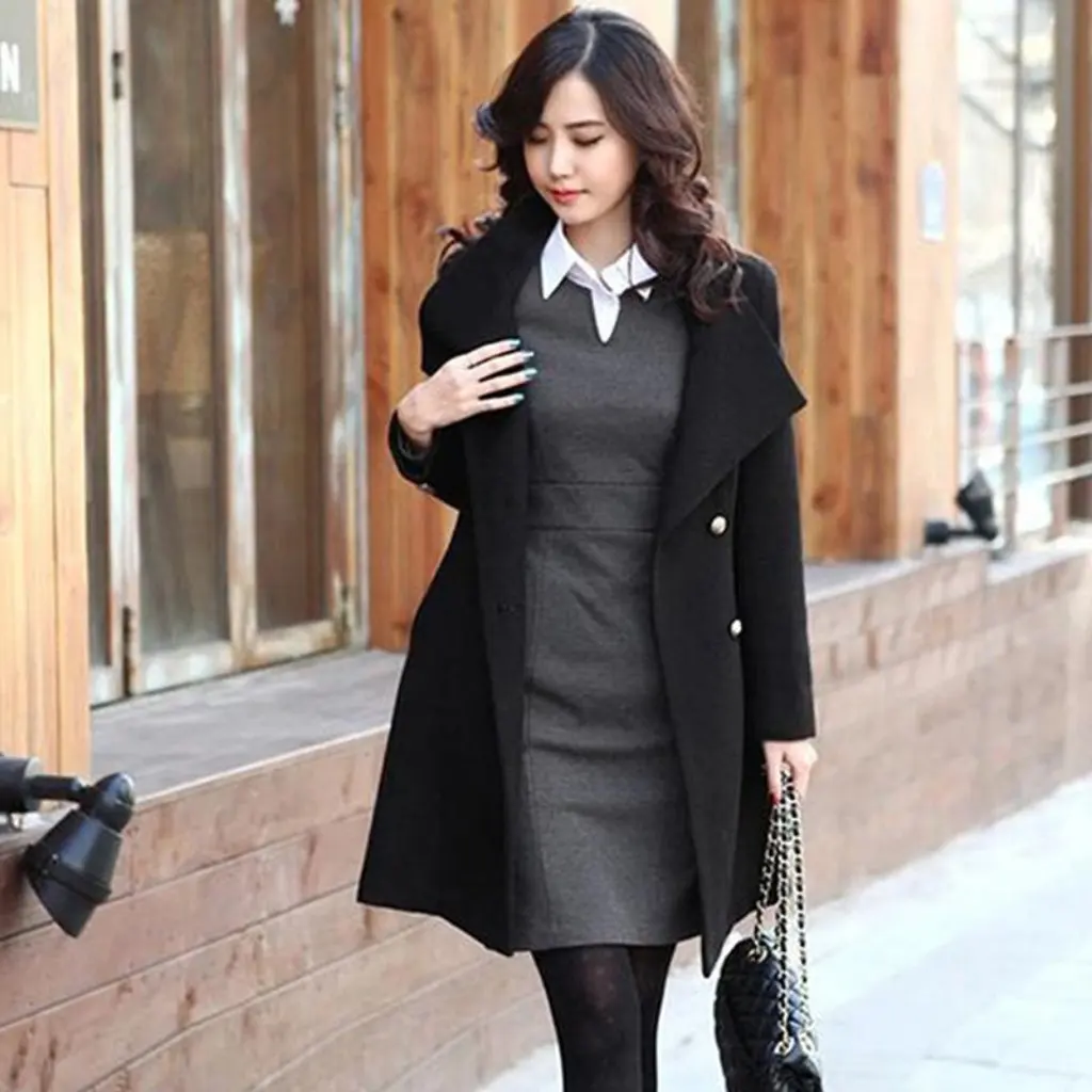 

Women's Single-Breasted Lapel Loose Tweed Jacket European American Style Fashion for