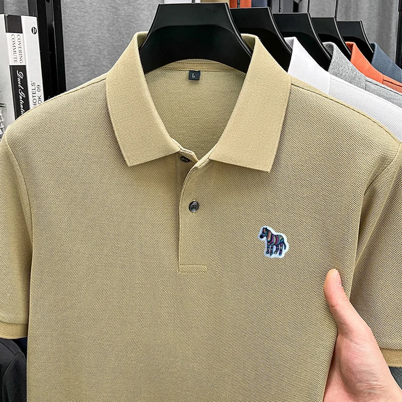 100%Cotton Quality Men Short-Sleeved Polo Shirt Lapel Button Various Colors Embroidery T-Shirt Fashion Hot-Selling Men'sClothing