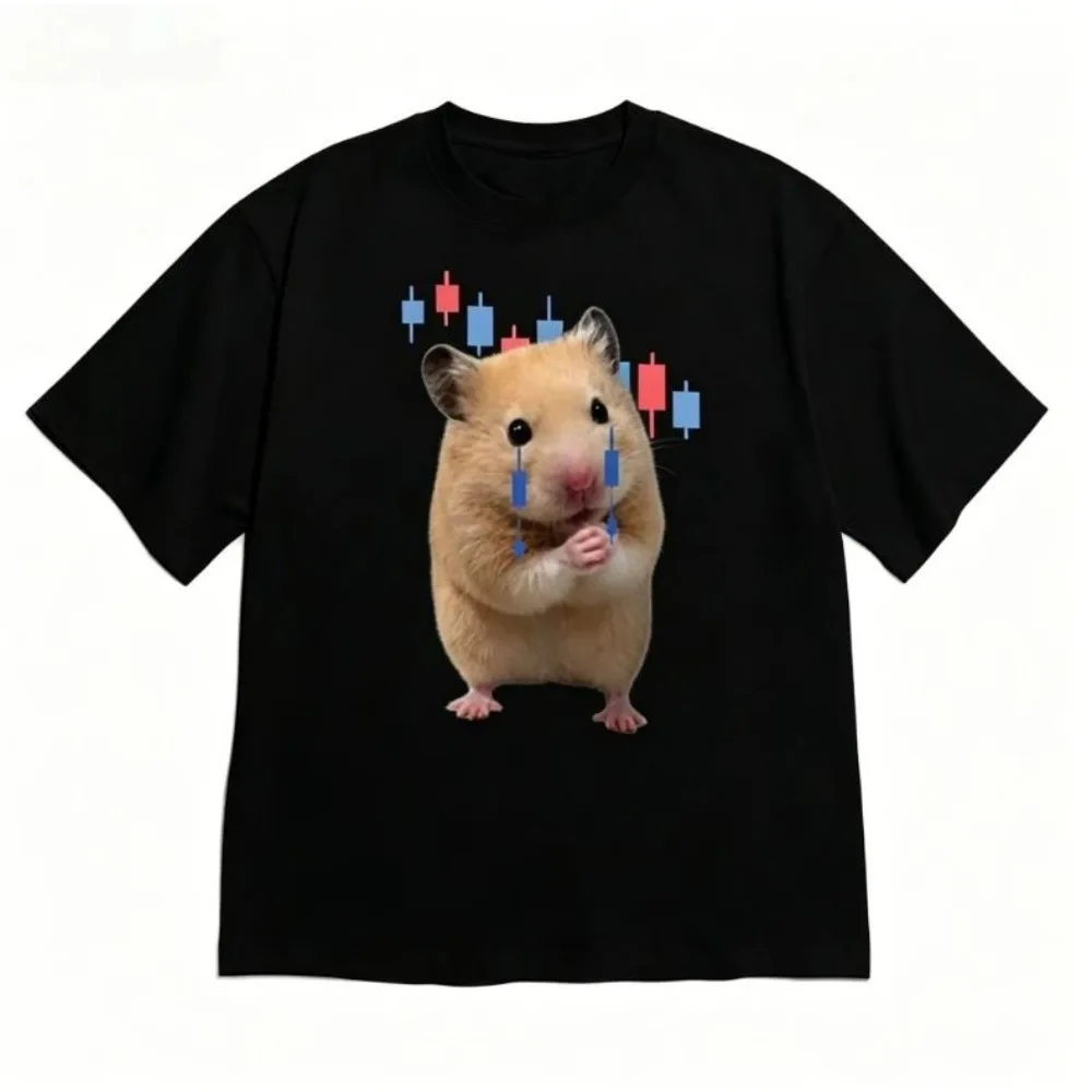 Summer Funny Hamster T-shirt Short Sleeve for Women Men Retro Casual  Versatile Cute Crew Neck Tee Style Fashion Breathable Top