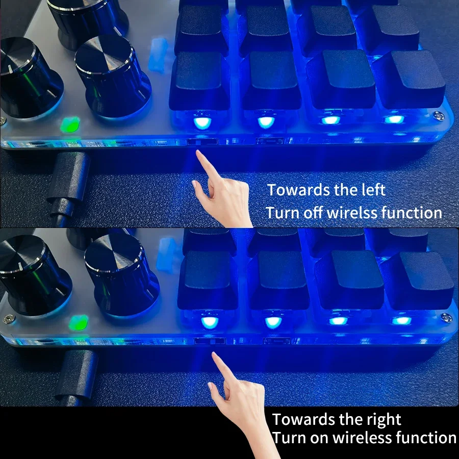 3 Modi, 12 Tasten, mechanische Tastatur, 4 Knöpfe, individuelle Programmierung, Makro-Gaming-Tastatur, RGB, Bluetooth, 2,4 G, USB, kabelgebundene Tastatur für PS – Detail 21