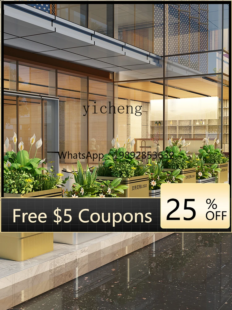 

ZZ Outdoor Stainless Steel Flower Box Combination Shopping Mall Flower Bed Partition Planter Courtyard Iron Art