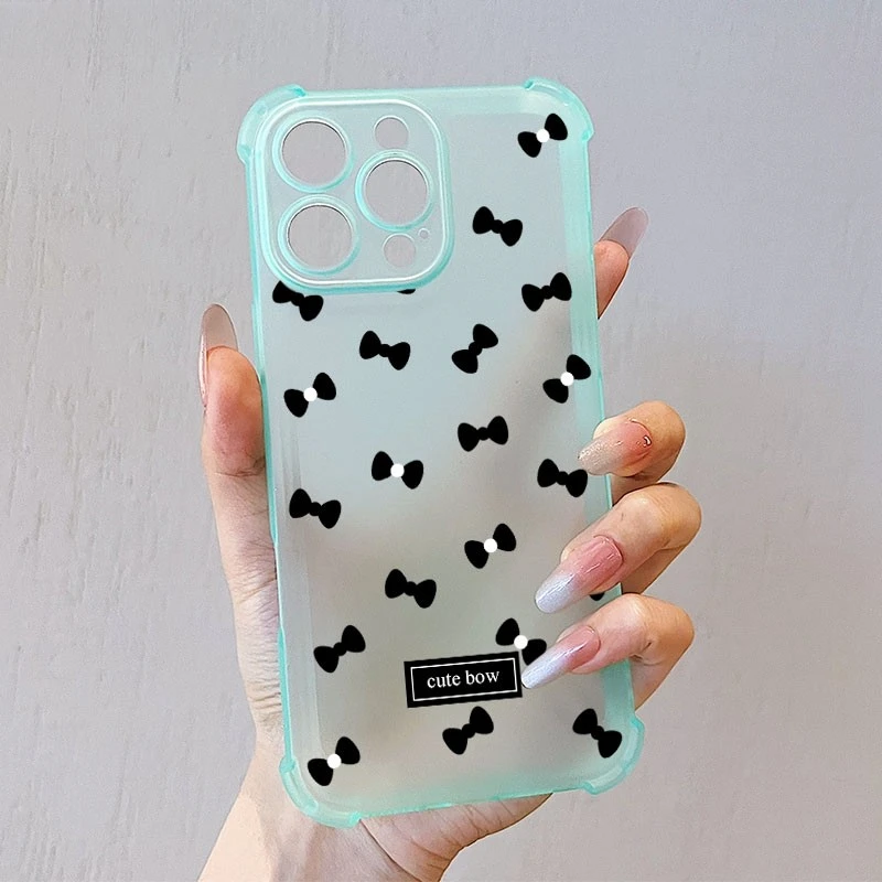

For Huawei Pura 70 Ultra Pro Plus P60 P50 P50E P40 P30 Pro Matte Case Cute Black Bowknot Bow Tie Shockproof Soft Casing