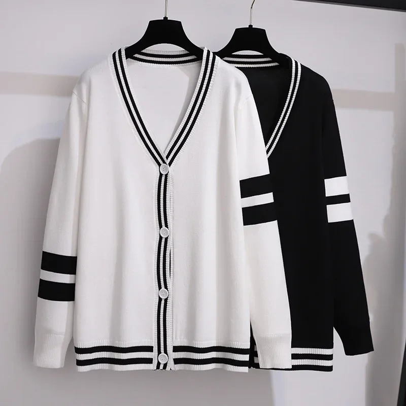 100/150kg 5XL 6XL 7XL Big Size Women Clothing Oversized Women Cardigans Spring Autumn Long Sleeve Casual Loose Knitted Sweaters