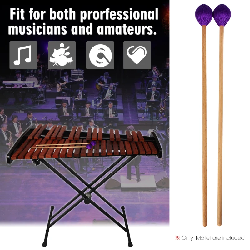 Mallas de palo de Marimba medio, xilófono, Glockensplel, mazo con mango de haya, accesorios para instrumentos musicales