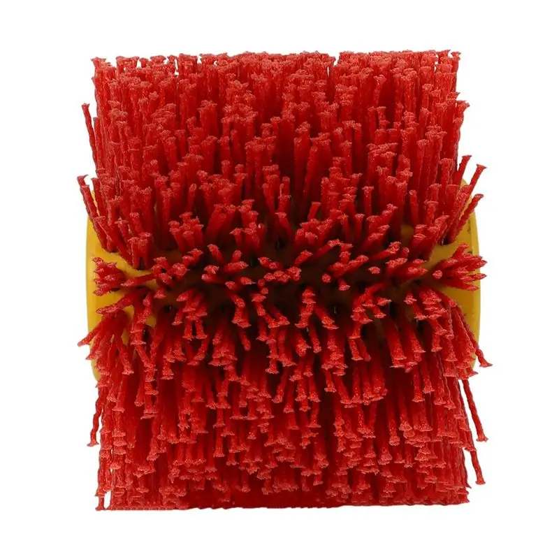 BAAJ-3X Red Abrasive Wire Drum Brushes Deburring Polishing Buffing Wheel For Furniture Wood Angle Grinder Adapter