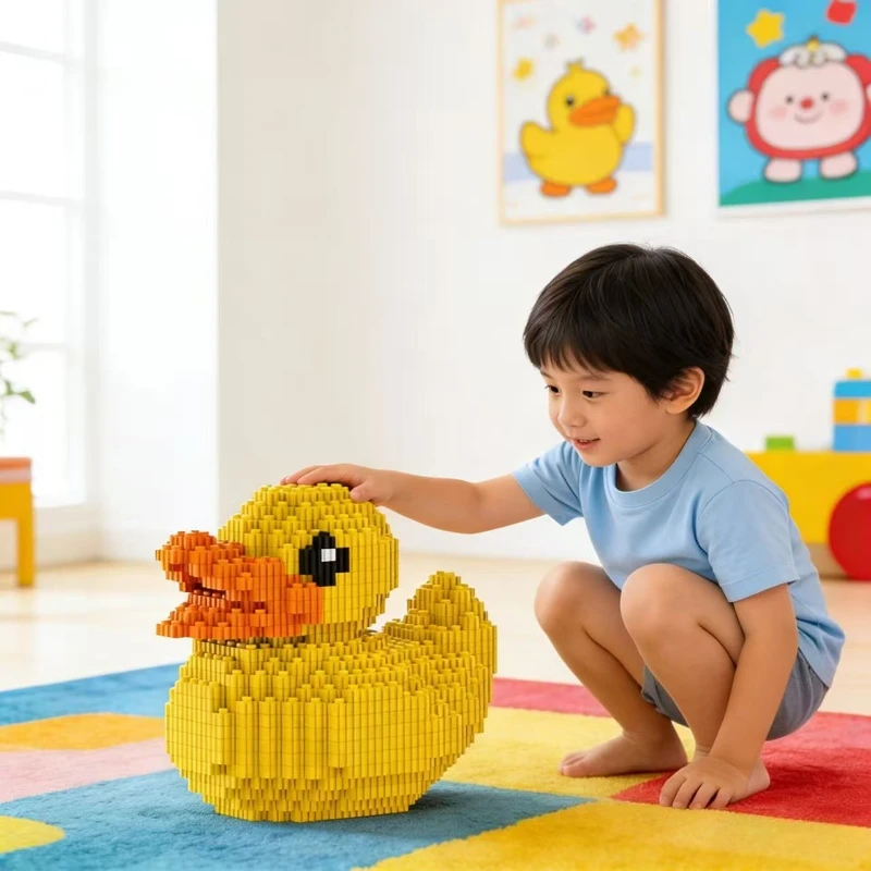 15cm Little Yellow Duck Building Block Toy Model DIY Children's Building Block Toy Simple Assembly Kids Gift