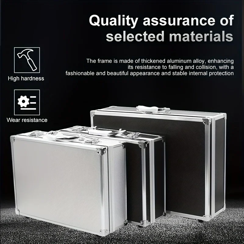 

Tool Box Aluminum Alloy Instrument Case Durable Strong Portable Organizer Large Space for Warehouse Garage Household Car