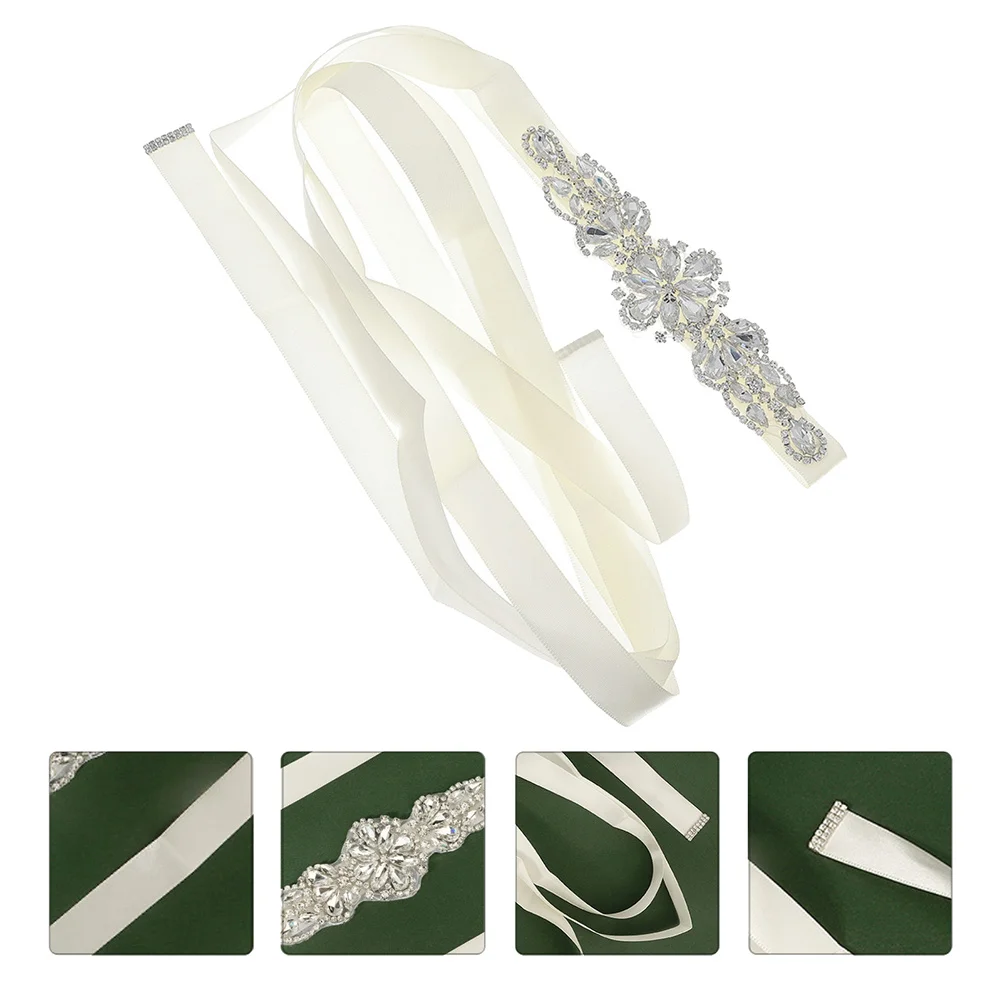 

1Pcs Rhinestone Bride Belt Silver Chic Wedding Dress Accessory Bridal Wedding Decor Elegant Sparkling Belt for Brides and