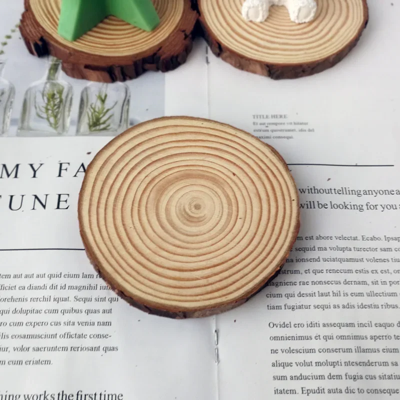 1cm thickness candle spread incense stone wood chip wooden stump tray decorative wood round wooden base candle holder