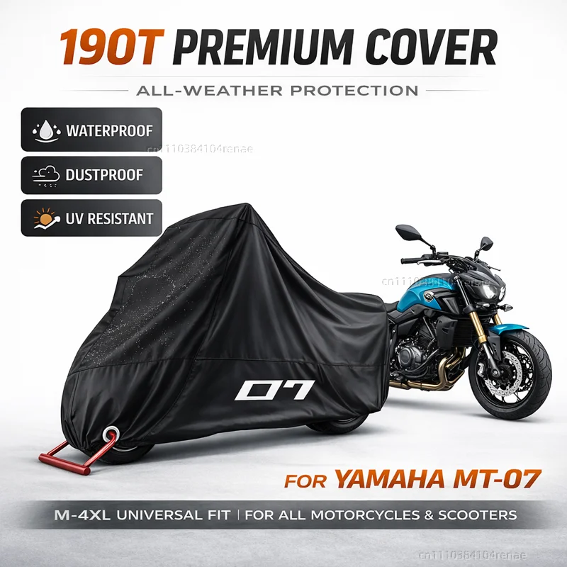 For Yamaha MT-07 MT07 MT 07 FZ07 2014-2024 2023 2022 2021 190T Motorcycle Cover Waterproof Dustproof UV Protection All Season