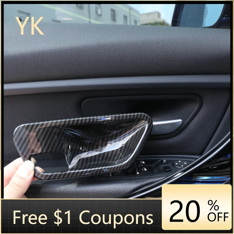 

For BMW 3 4 Series F30 F32 F35 2013-2018 ABS Carbon Fiber Car Inside Door Handle Bowl Cover Trim Interior Car Accessories