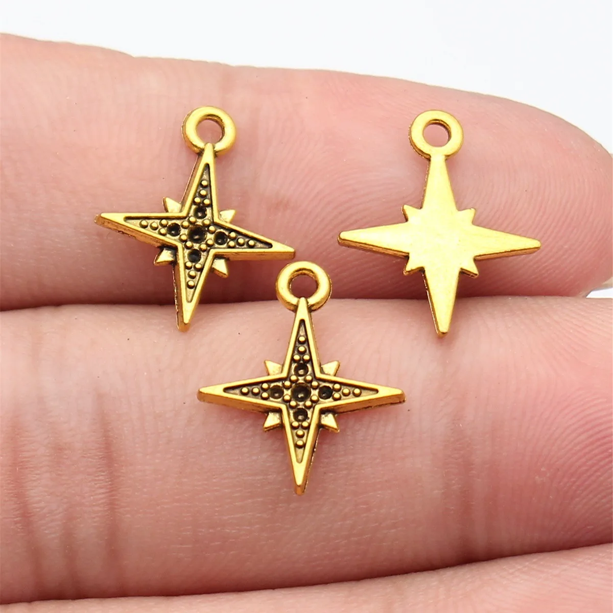 40pcs 17x14mm 2 Colors Antique Silver Color Antique Gold Color Star Charms Handmade Jewelry Making Accessories