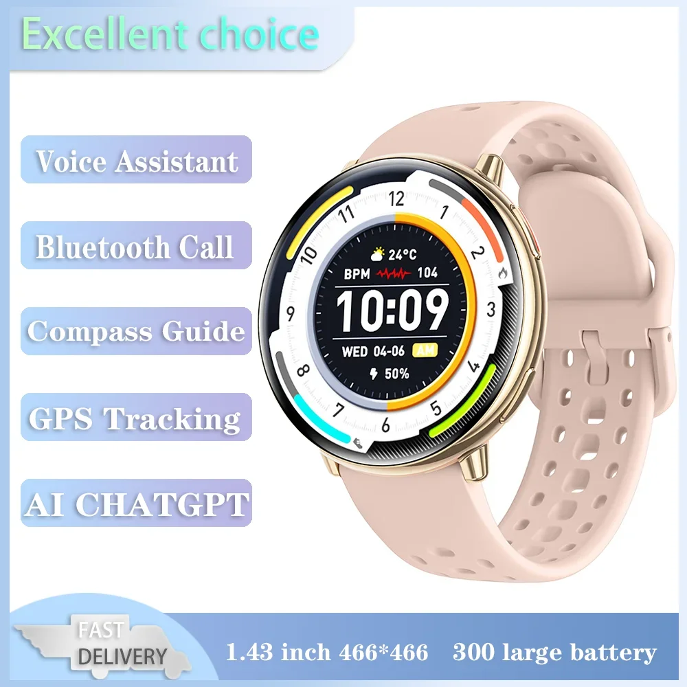 Smartwatch AI Voice Assistant Bracelet GPS Motion Track Bluetooth Call Compass Heart Rate Sleep  Monitor Smart Watches Unisex