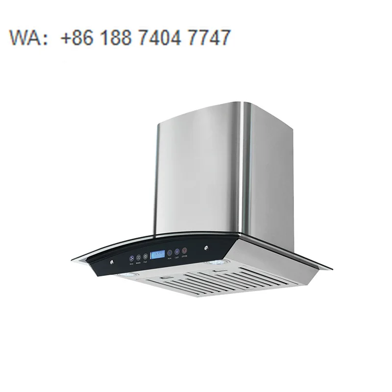 

Curved Tempered Glass Edge Stainless Steel Wall-mounted Range Hood Built-in LED Lighting High-Performance Vented Household Class