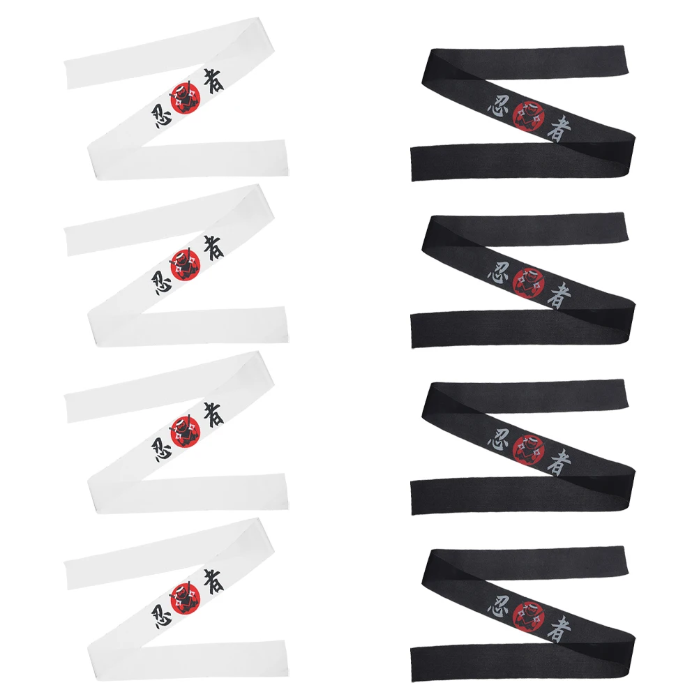 

8pcs Headband Japanese Headband Men Accessories Japanese Scarf Print Sweatband Karate Cooking Polyester Adjustable