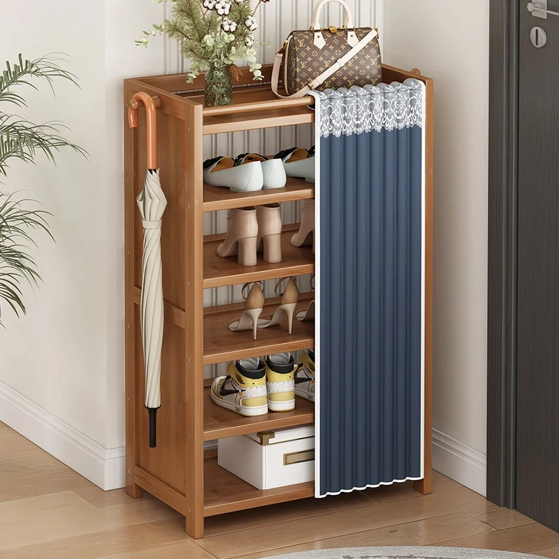 Modern Home Furnishing 50cm Bamboo Shoe Cabinet Simple Multi-layer Vertical Storage Dust-proof Storage Rack