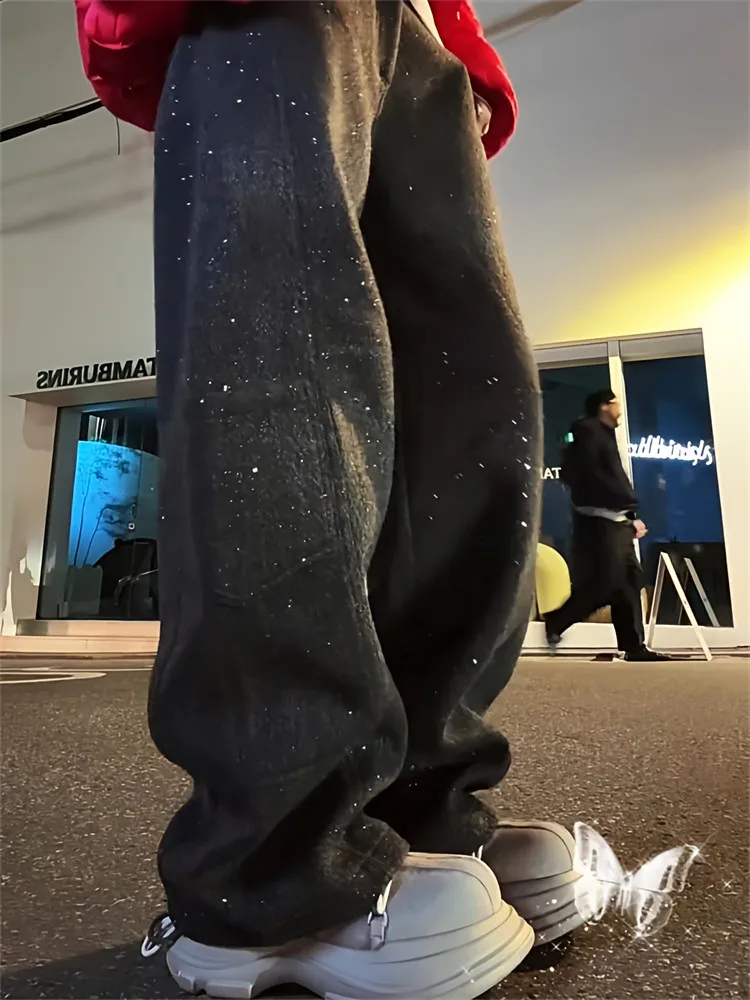 

Американские уличные брюки-клеш для женщин: уникальные зимние модные ретро-брюки с высокой талией, прямого кроя, повседневные