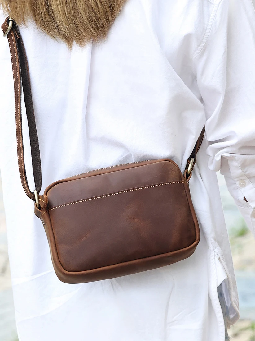 Męskie torby typu Crossbody z naturalnej skóry biznesowa torba na ramię na co dzień