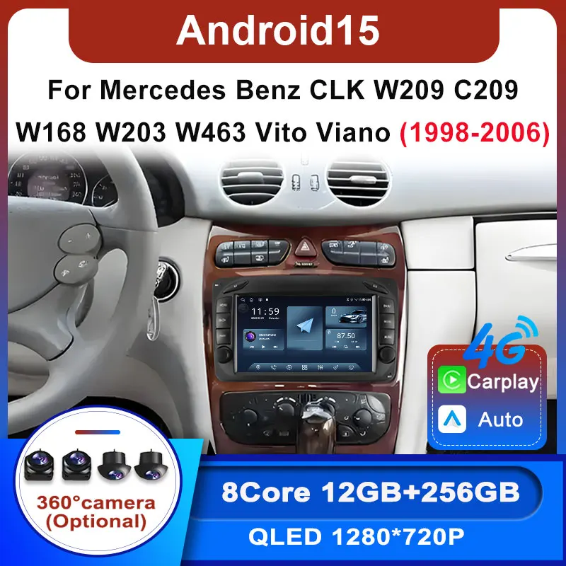 

Мультимедийный плеер для Mercedes Benz CLK W209 C209 W168 W203 W463 Vito Viano 1998-2006 Автомобильный радиоприемник GPS-навигация Bluetooth Android