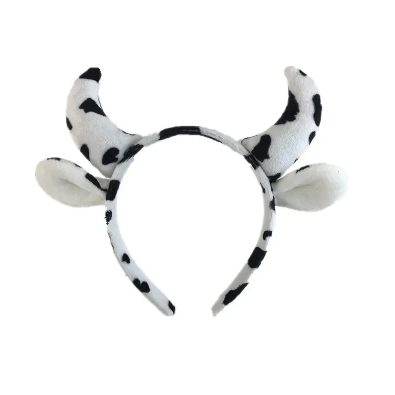 Cute Cartoon Plush Cow Ears Headband with Bells Ribbon Bow Lolita Hair Hoop Kawaii Animal Party Cosplay Headpiece