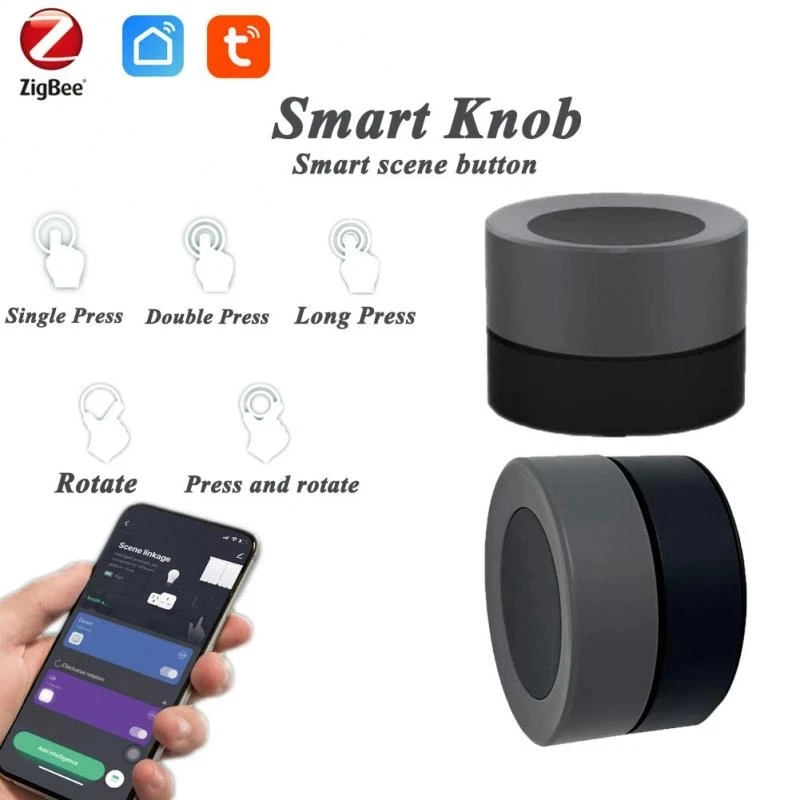 Tuya ZigBee สวิทช์สวิทช์ลูกบิดไร้สายปุ่มฉาก Controller แบตเตอรี่ขับเคลื่อนอัตโนมัติสถานการณ์ผ่าน Zigbee Gateway