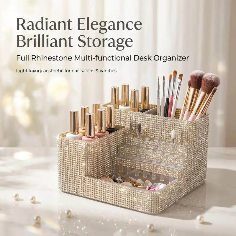 1Pcs Large Capacity Storage Box Multifunctional Rhinestone Nail Art Organizer 21 Slot Drill Bit Holder