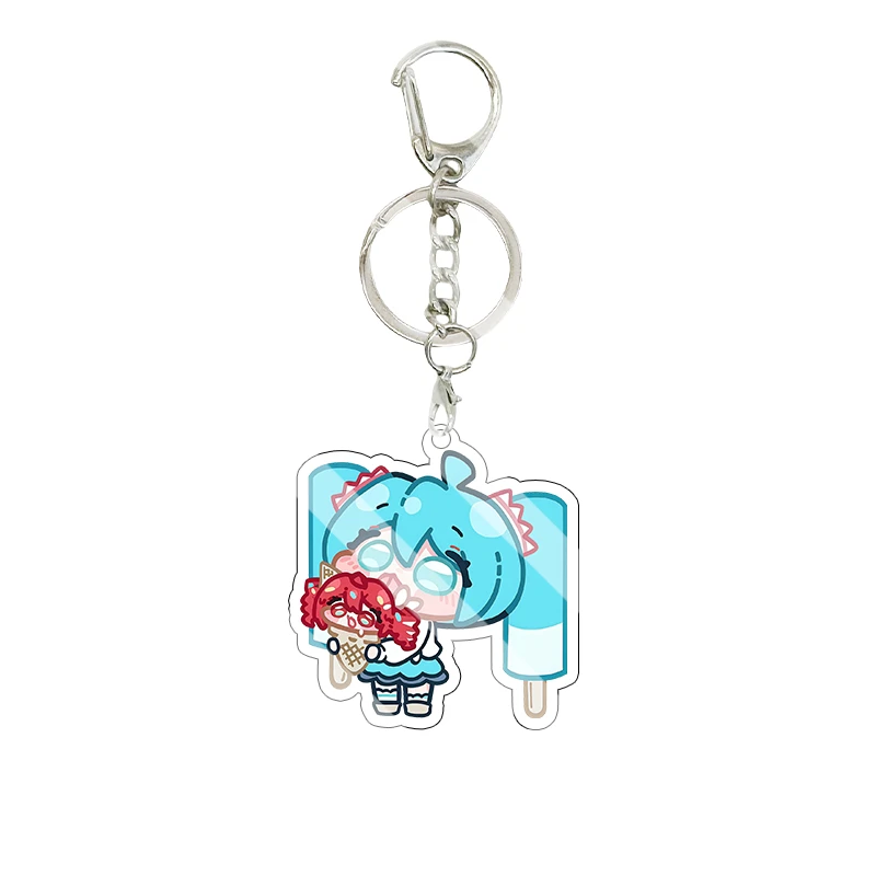 Llavero de acrílico con temática de comida de Hatsune Miku Kasane Teto, versión Q linda, de anime, cantante virtual, colgante para bolso, regalos
