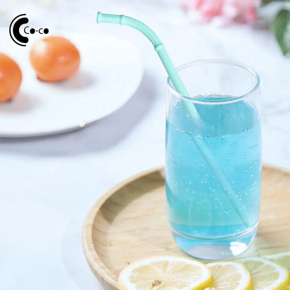 Curved Straight Straw Drinkware Food Grade Silicone Colorful Party Bar Accessories Childrens Supplementary Straw Long Flexible