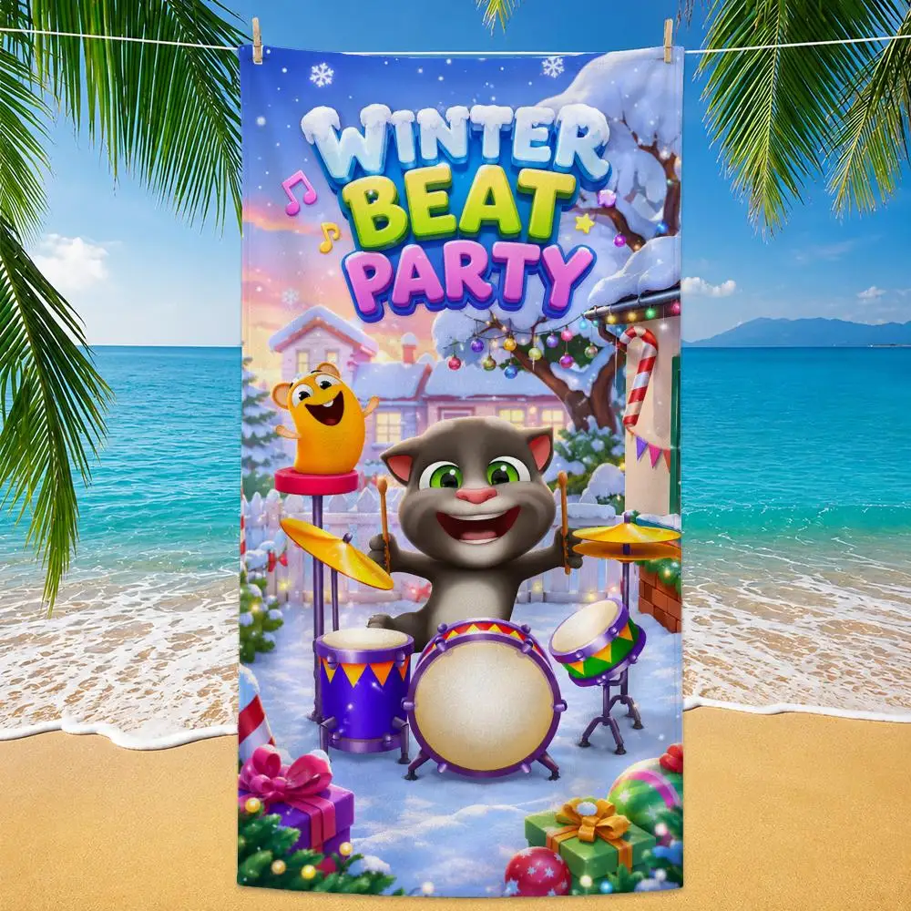 Animation Talking Tom And Friends Towel Polyester Beach Towel Quick Dry Sand Free Bath Towel for Summer Pool Travel Vacation