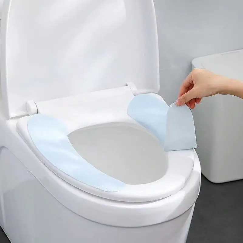 家庭用粘着式便座クッションリング目に見えない防水トイレマットソフトプラッシュ非使い捨て日本式大人用