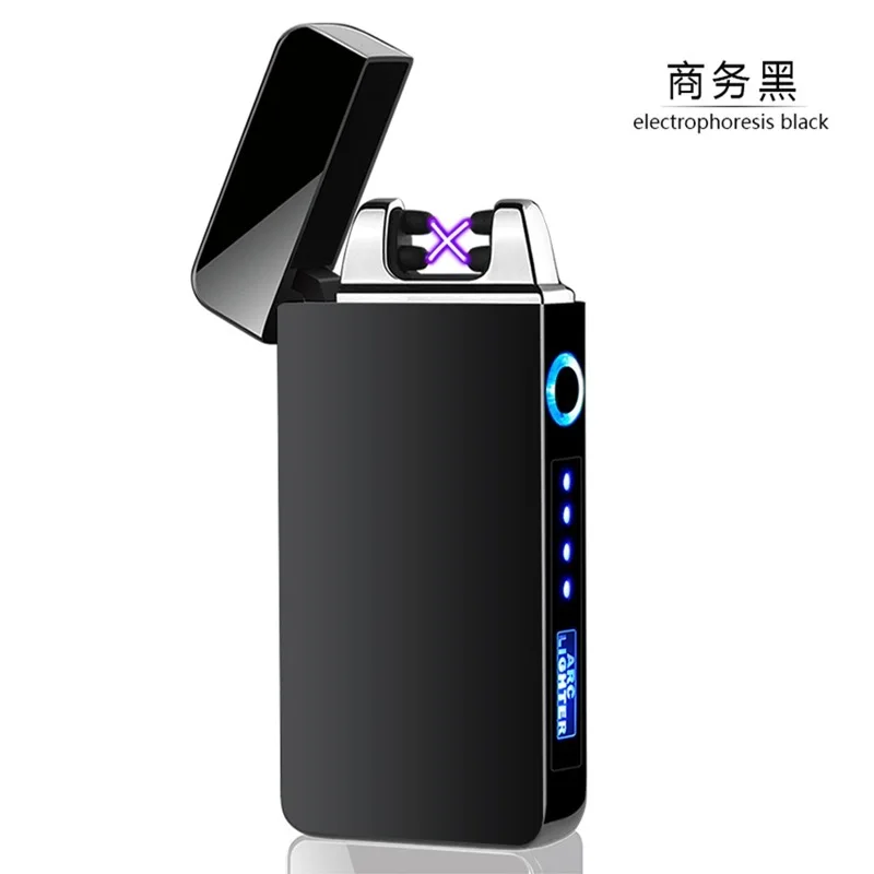 Hot Boutique Creative Portable Windproof USB Strong Pulse Double Arc Lighter Rechargeable Touch Sensor Fashion Ignition Tool