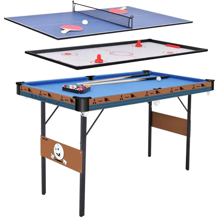 

55Inch Multi Function 3 in 1 Combo Game Table, Folding Pool Table Billiard Table, Hockey Table, Table Tennis Table with All Acce