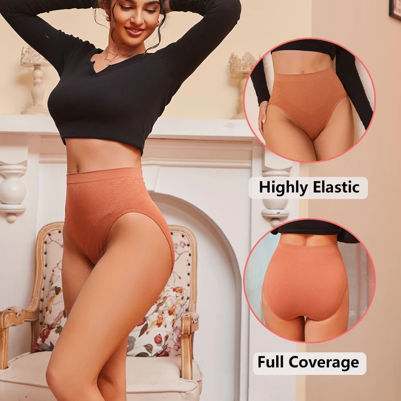 FINETOO 1 Piece High Waist Shapewear Butt Lifter Slimming Underwear Breathable Tummy Control Thongs Female Waist Trainer Panties