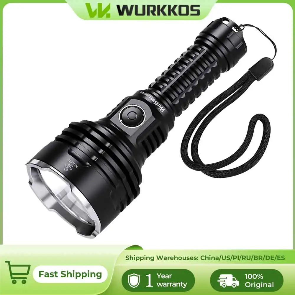 Wurkkos TS30S Pro 21700 Rechargeable Tactical Flashlight  LED USB-C 6000Lm Torch MAX 1086M Stainless Bezel Anduril 2 Power Bank