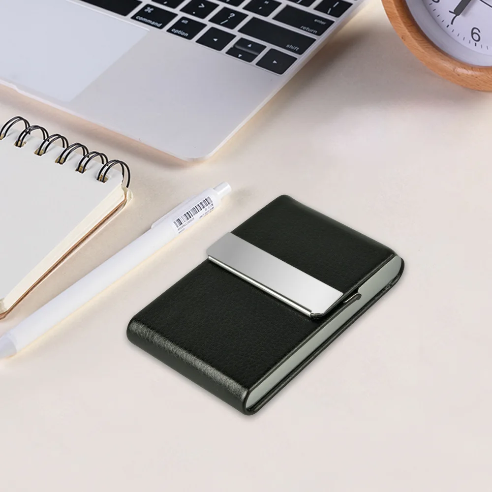 Stainless steel PU card case aluminum alloy vertical card holder creative gift LOGO cigarette case in stock card holders for men