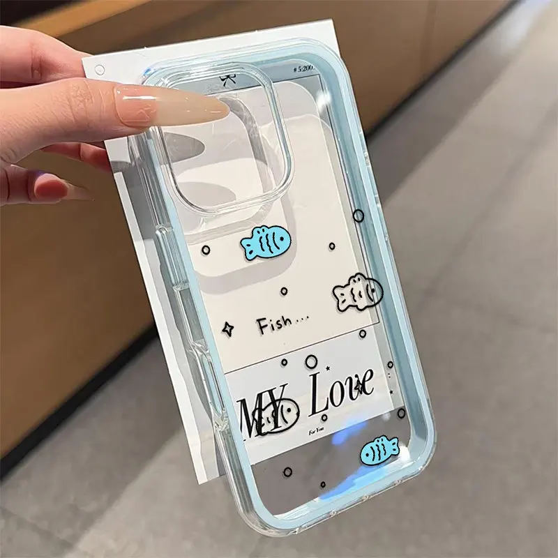 Simple Cute Little Fish 2in1 Clear Case For Samsung Galaxy S26 Ultra S25 S23FE S24 S22Plus A57 A37 A55 A54 A36 A35 A15 A16 Cover