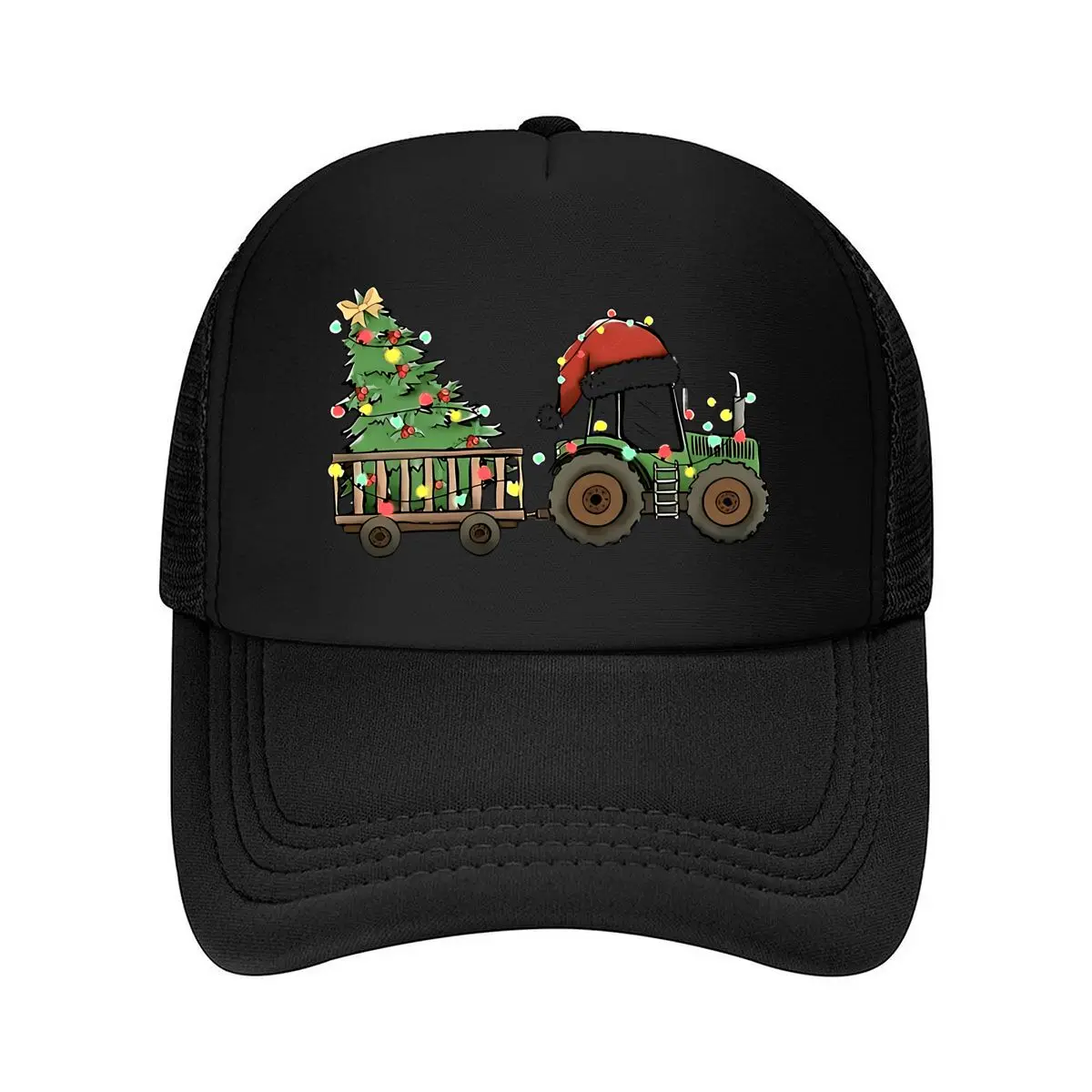 Christmas Tractor Tree 2026 Mesh Baseball Cap Dad Hat Hip Hop Snapback Cap