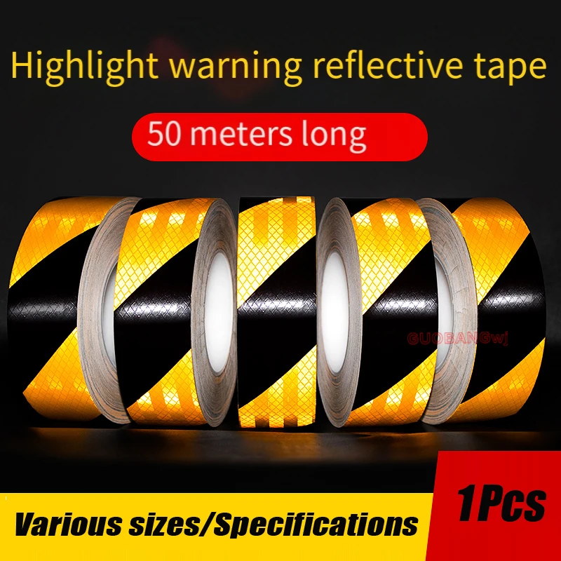 

High-Intensity Reflective Warning Tape Black Diagonal Strip,Night Traffic Safety Anti-Collision Film for Warehouse Stairs Vehicl