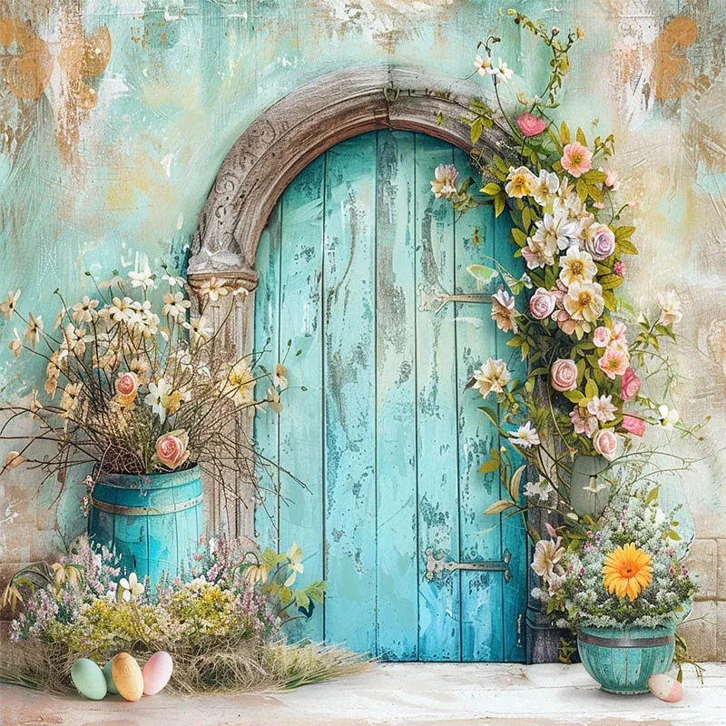 Mehofond винтажный пасхальный фон для фотосъемки, детский день рождения, вечеринка, цветочная дверь, весеннее яйцо, декор для передней двери, фон для фотозоны