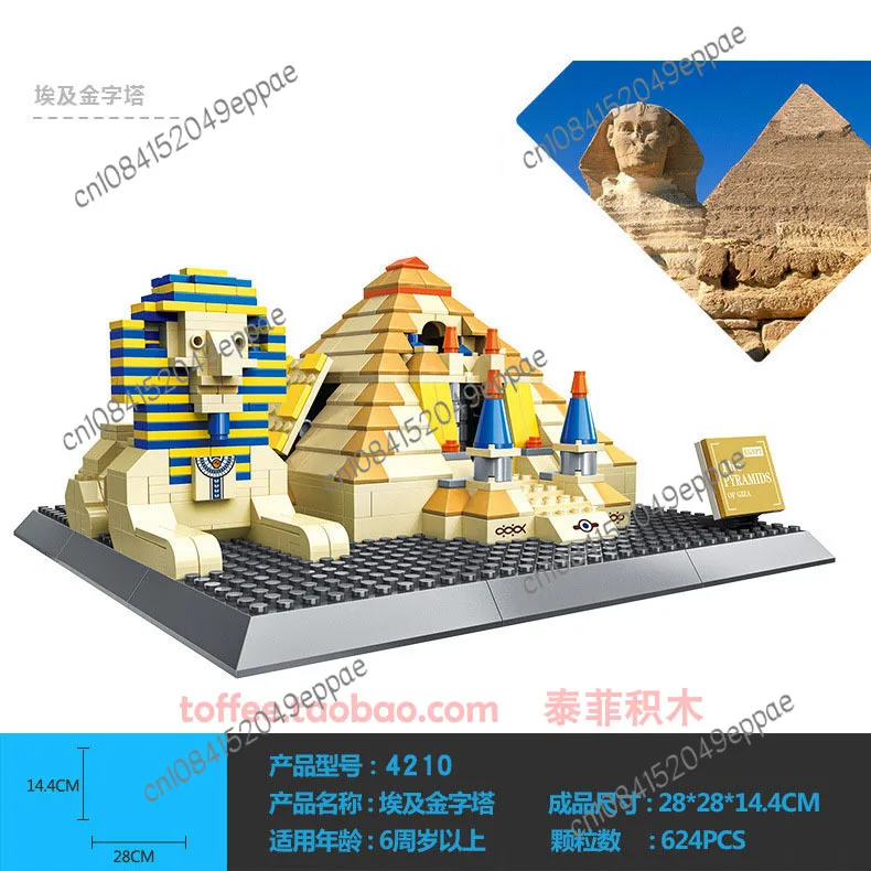 Assembled Pyramid Big Ben Fontana Di Trevi Louvre TV Tower White House Building Blocks