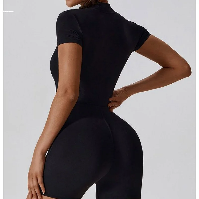 Yoga Jumpsuit Autumn New Short-sleeved Jumpsuit Women's Dance Fitness Tight Sports Shorts