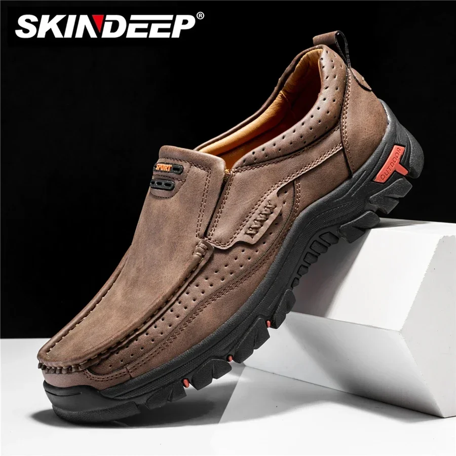 SKINDEEP Handmade Shoes Genuine Leather Casual Shoe for Men Flat Platform Walking  Outdoor Footwear Loafers Large Size 50