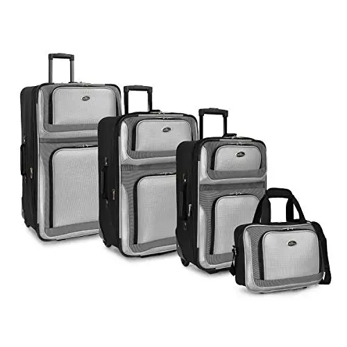 

U.S. Traveler New Yorker Lightweight Expandable Rolling Luggage, Charcoal, 4-Piece Set
