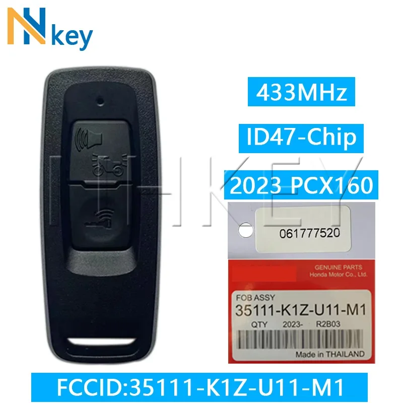 NH KEY For 2023 year Honda PCX PCX160 Motorcycle Remote Key 2 Button 433.92MHz ID47 Chip FCCIDl: 35111-K1Z-U11-M1