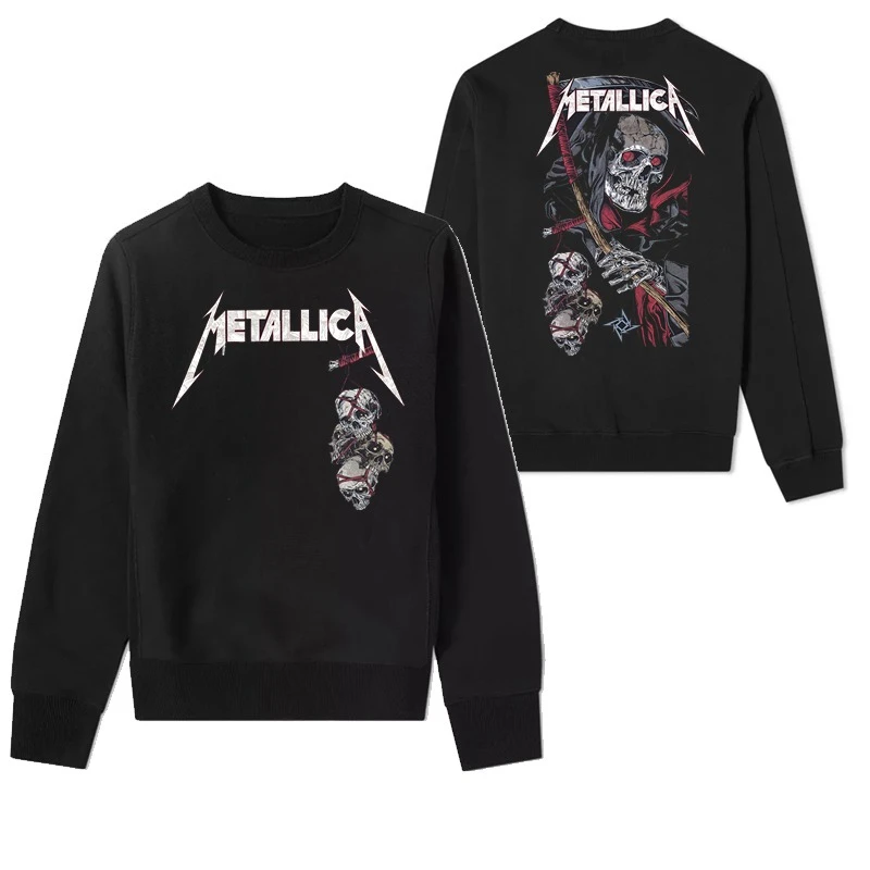 ميتاليكا الهيكل العظمي كم طويل تي شيرت الرجال النساء البلوز هوديس خمر روك باند الرياضة البلوز Y2k القمم الرجال الشارع الشهير #1