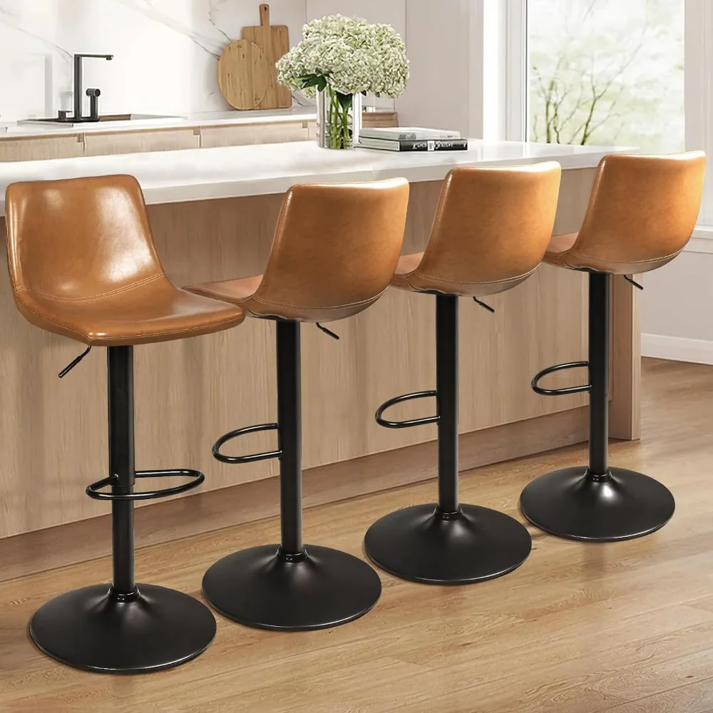 

Waleaf Adjustable Swivel Bar Stools Set of 4,Counter Height Bar Stools with Back,350 LBS PU Leather Bar Stool for Kitchen Island
