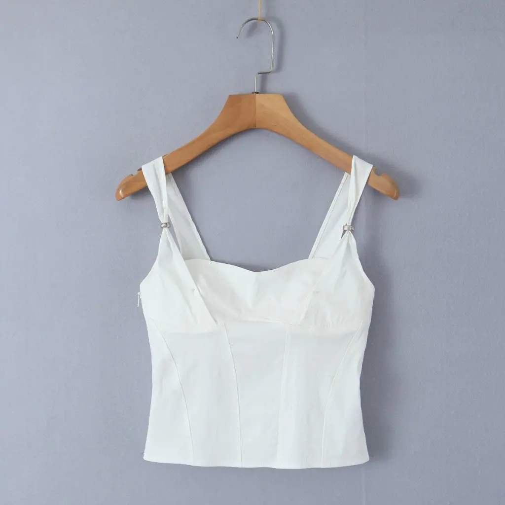 

Women's Pure Hot Girl Suit Slim Fit Stitching Strap Top with Low Waist Anti-Exposure Pleated Skirt Summer Sexy Ensemble